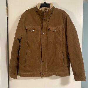 VTG Rainforest Coat Chore Jacket Men’s L Fleece Lined Brown Cotton Full Zip Work